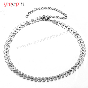Colar de ouro com flecha de aço inoxidável 6mm, gargantilha de ouro com gola V, joia de osso de peixe e clavícula para mulheres, conjunto de joias - Product Image 2