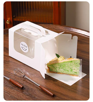 Boîte à gâteau/dessert jetable, écologique, en matériau alimentaire, portable, avec fenêtre transparente, impression personnalisée du logo, boîte en papier
