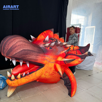 Ballon gonflable personnalisé en forme de tête de dragon rouge avec lumière LED pour affichage commercial