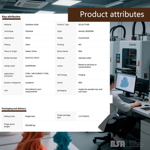 Animale geometrico di grandi dimensioni in acciaio inossidabile: scultura di cavallo colorata per aree esterne, ville, scuole, parchi e piazze - Product Image 6