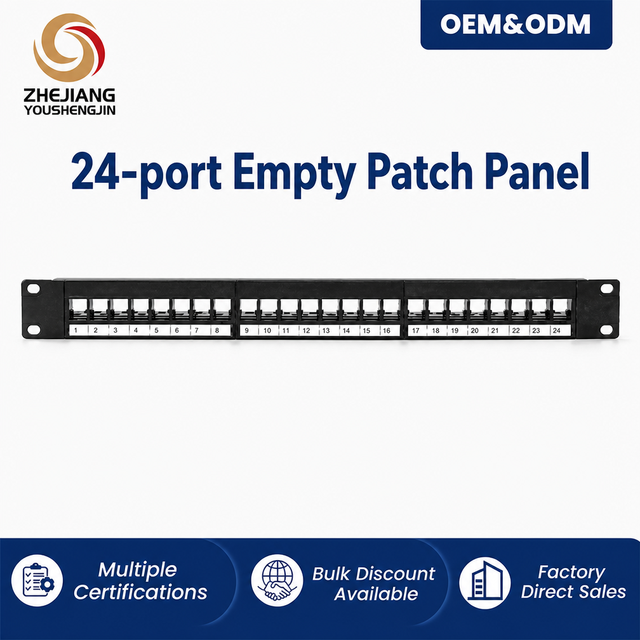 19 Inch 1U 24 /48Port Modular Blank Patch Panel Unloaded Keystone Jack Rack Mount for Cat5e Cat6 Cat6A