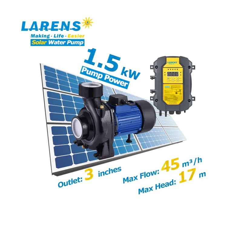 Dc 1.5 Kw Grote Flow Oppervlak Solar Irrigatie Pompen Voor Landbouw