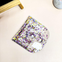 Pochette cosmétique transparente en PVC à paillettes avec poudre scintillante, logo personnalisé, fermeture éclair, sac à maquillage étanche, porte-monnaie