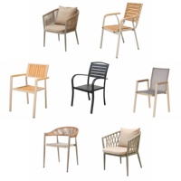 Ensemble table et chaises d'extérieur empilables en alliage d'aluminium style nordique couleur café style simple
