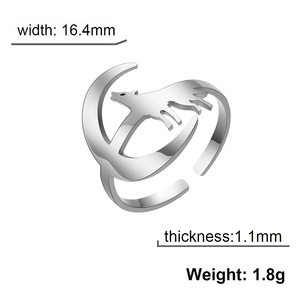 Anillo DE BODA Vintage ajustable de acero inoxidable <span class=keywords><strong>Wolf</strong></span> and Moon, joyería de moda, chapado en oro de 18 quilates para regalos de joyería de cumpleaños para hombres - Product Image 5