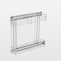 Panier coulissant étroit Nisko pour armoire, porte-bouteilles réglable en hauteur pour meuble bas, panier de rangement en fil métallique pour garde-manger