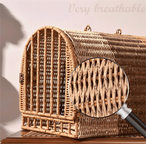 Mochila Transportadora para Gatos, de Plástico Portátil, Tejida a Mano, Material Seguro, Transpirable, Lavable, con Botones, para Gatos de hasta 10 kg - Product Image 5