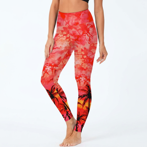 Leggings capri taille haute pour femmes, imprimé océan, extensibles, pour yoga, fitness, entraînement, course à pied, vêtements de sport - Product Image 1
