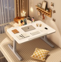 Bureau portable pliable multifonctionnel, table miniature économique avec lampe de lecture, pour lit, canapé, dortoir, bureau