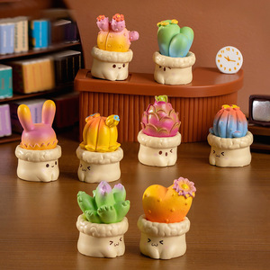 ミニチュア植物置物かわいいシミュレーション多肉植物サボテン鉢植えモスミニ樹脂工芸品ガーデンホーム盆栽装飾用 - Product Image 1