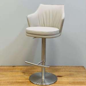 Modern Adjustable PU Leather Swivel Commercial Bar <b>Chairs</b> with Stainless Steel & Fixed Armrests <b>Round</b> Metal Base for Home Bar - Product Image 4