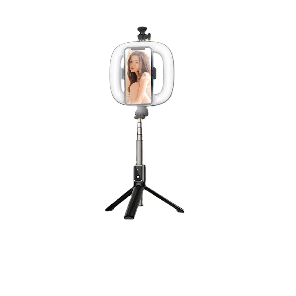 FPdrone Mini LED Square Ring Light con control remoto inalámbrico y trípode de soporte para teléfono para transmisión de video en vivo Fotografía Selfie