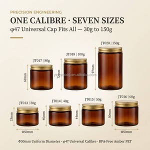 Pot en plastique PET à large ouverture, col 47, 50 mm, pour échantillons de <span class=keywords><strong>crème</strong></span>, épices, herbes, cosmétiques, OEM, 30g-150g - Product Image 4