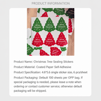 Pegatinas decorativas navideñas, pegatinas para sellar árboles de Navidad, pegatinas para tarjetas de felicitación de Feliz Navidad (6 pegatinas por juego)