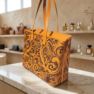 Idées de cadeaux d'anniversaire pour filles : Pochette vintage en cuir véritable, personnalisée, légère, capacité 3L+, fermeture éclair, étanche, gravable - Product Image 1