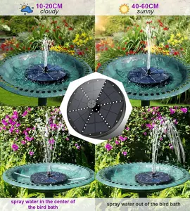 2023 4W Upgraded Bird Bath Fountain With 60 LED Lights Solar Powered Water Fountain Pump With Battery Backup Outdoor Fountain