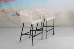 Patio Rooftop Bar Furniture Woven Rope Dining Outdoor Bar Chairs