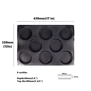 8 tazas 430x320x40mm silicona y fibra de vidrio <span class=keywords><strong>Mini</strong></span> hamburguesa pan <span class=keywords><strong>molde</strong></span> para hornear perros calientes para panaderías restaurante - Product Image 2