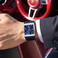 Montre pour homme Poedagar 885, affaire et loisirs, grand cadran carré, bracelet en cuir, éclairage nocturne, affichage de la date, étanche, luxe, mode