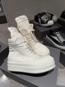 Trendy design zipper high-top flat shoes, black men's ankle <b>boots</b>, casual leather shoes, sports shoes with ankle laces - Product Image 3