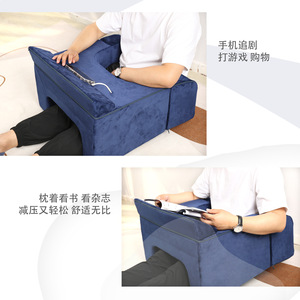 U Shape Reading Pillow Blue Cotton Foldable For Living Room Bedroom Outdoor Stress Relief Comfortable <b>Support</b> - Product Image 1