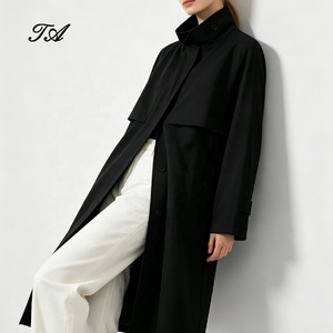 Manteau long <span class=keywords><strong>Trench</strong></span> Tyan de qualité supérieure, nouvelle collection Automne Hiver 2025, pour femme, col montant, ceinture ajustable, manteau <span class=keywords><strong>noir</strong></span> classique, vêtements d'extérieur - Product Image 1