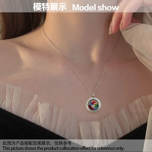 Medallón de cristal con memoria flotante de 20mm, tornillo giratorio esmerilado, collar con colgante de glaseado, acero inoxidable + medallón de cristal - Product Image 5