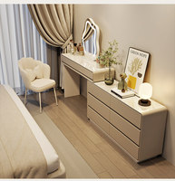Table de maquillage avec miroir éclairé en gros, 80*40*75cm, bois massif, multi-tiroirs, pour chambre à coucher, hôtel/boutique, commande en gros