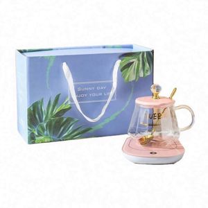 <b>USB</b> Smart Modern Luxury Double Wall Eco-Friendly Electric <b>Heating</b> Ceramic Glass Water Coffee Mug Warmer Cup Heater for Camping - Product Image 1