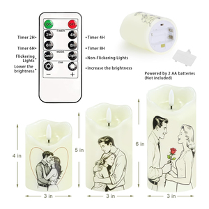 Bougies LED sans flamme avec télécommande, à piles, bougies électriques en <span class=keywords><strong>cire</strong></span> véritable, à intensité variable, fausses bougies pour la maison - Product Image 4