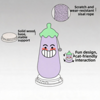 Griffoir pour chat aubergine violet avec niche et balle de jeu – Design unique et élégant pour l'escalade avec sisal