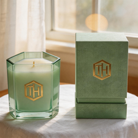 Vente en gros de pots à bougies en verre ambré géométriques de 8 oz, 10 oz et 12 oz, directement de l'usine, pour la fabrication de bougies parfumées