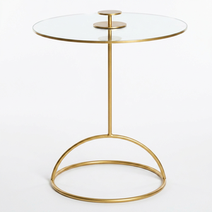 Steel <b>Side</b> Stand with <b>Glass</b> Top Gold Finish Modern Accent <b>Table</b> for Living Room Bedroom Hotel Home Decor - Product Image 1