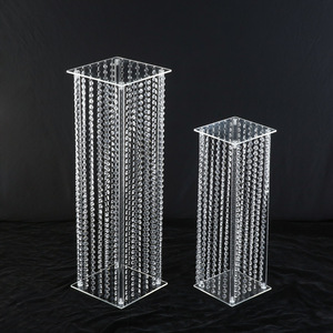 Colonne Trasparenti, Supporti <span class=keywords><strong>Quadrati</strong></span>, Fondali Floreali, Eleganti Supporti <span class=keywords><strong>per</strong></span> <span class=keywords><strong>Fiori</strong></span> in Cristallo Acrilico, <span class=keywords><strong>Vasi</strong></span> Alti <span class=keywords><strong>per</strong></span> Centrotavola Matrimoniali - Product Image 1