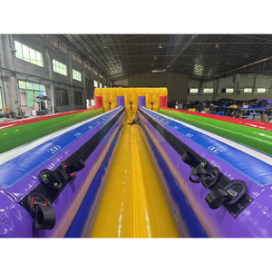 Juego Inflable de Carreras de Bungee de Grado Comercial, Pista de Carreras de Bungee Interactiva de Doble Carril, Brincolín de PVC <span class=keywords><strong>para</strong></span> Niños y Adultos - Product Image 2