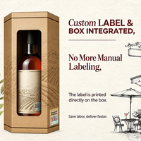 Boîte à vin en papier kraft personnalisée avec kit d'étiquettes à code QR, emballage cadeau rond écologique pour une seule bouteille, ensemble d'emballage OEM avec logo