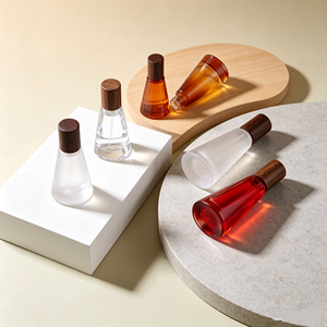 Flacon pulvérisateur cosmétique en verre ambré dépoli de 15 ml avec bouchon en bois, sérigraphie, pour huile capillaire, sérum, huiles essentielles - Product Image 6