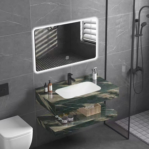 Coiffeuse <span class=keywords><strong>de</strong></span> <span class=keywords><strong>salle</strong></span> <span class=keywords><strong>de</strong></span> <span class=keywords><strong>bain</strong></span> suspendue en marbre blanc <span class=keywords><strong>de</strong></span> luxe avec pierre frittée, petite armoire murale flottante - Product Image 5