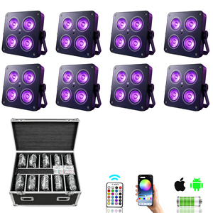 4x12W Projecteurs Uplight sur Batterie RGBWA 6-en-1 sans Fil DMX512 avec Télécommande via App et Contrôle Sonore Rechargeables pour Scène, Mariage, Fête, Discothèque, <span class=keywords><strong>Bar</strong></span> - Product Image 1
