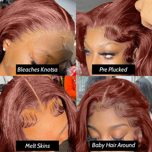 Parrucca Frontale in Pizzo HD Marrone Rossastro 13x6 con <span class=keywords><strong>Capelli</strong></span> Umani Ondulati, Parrucche Colorate in <span class=keywords><strong>Capelli</strong></span> Umani Rosso <span class=keywords><strong>Rame</strong></span>, Parrucca Frontale in Pizzo - Product Image 3