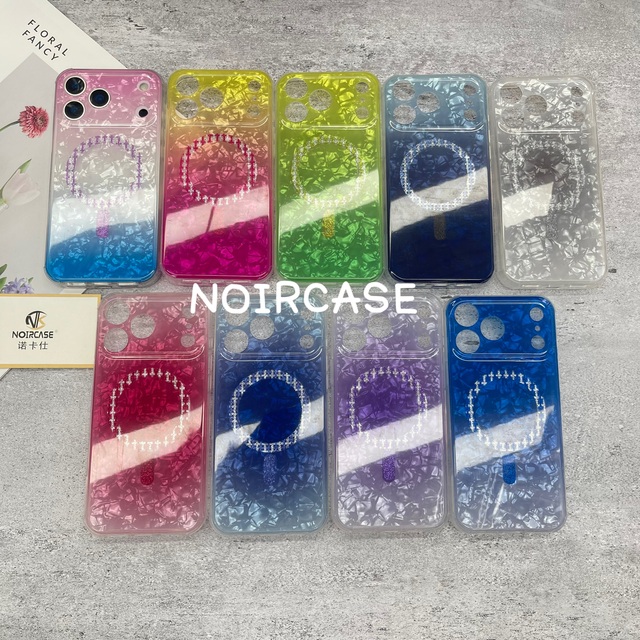 Wholesale Magnetic Gradient Color Phone Case for iPhone 18 17 16 15 Pro Max TPU+PC Shockproof Soft Back Cover Coque