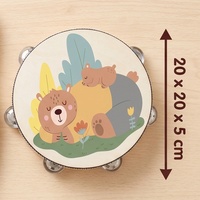 Wooden Kids Tambourine Natural Wood Percussion Musical Toy with Metal Jingles Montessori Sensory Rhythm Instrument for Kids