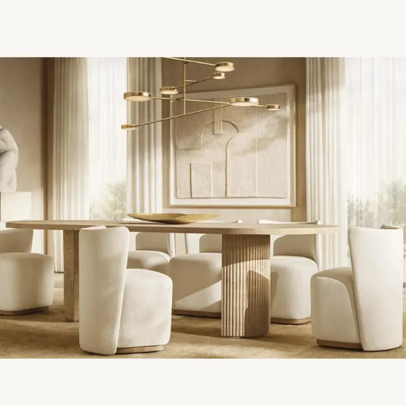 Mobilier américain léger et luxueux pour restaurant Cave stone Table ovale personnalisée villa hôtel salle de conférence vente directe d'usine