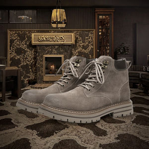 Botas de Trabajo de Cuero Genuino Estilo Británico, con Cordones en el Tobillo, Punta Redonda, Suela de Goma, Tallas 38-44 para Hombre - Product Image 2