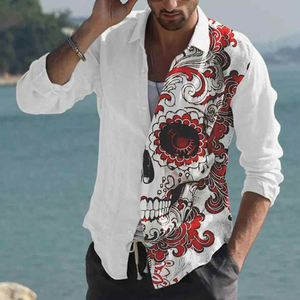 無料サンプル卸売キューバカラーボタンダウンシャツCamisas Africana Grande Taille Homme Chemises Shirts for Men New Styles - Product Image 5