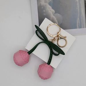 PU Leather Cute Cherry <b>Key</b> <b>Chain</b> Fashion Charm Pendant for Bag Women Car <b>Key</b> Holder Traveling Gift Keychain - Product Image 5