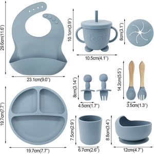 Meilleures ventes d'articles pour bébés, ensemble d'alimentation pour bébé en silicone, ensemble pour nouveau-né, cadeau, ensemble d'assiettes pour bébé - Product Image 5