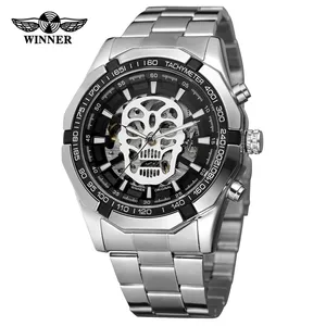 WINNER 486 Relojes mecánicos Pulsera Venta caliente Calavera Esqueleto Reloj Acero Manos luminosas Relojes de pulsera automáticos para hombres Reloj para hombres - Product Image 1