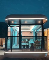 Cabine Capsule Spatiale à Montage Rapide avec Mur Rideau en Verre au Sol, Maisonnette Préfabriquée Étanche pour Camping et Hébergement