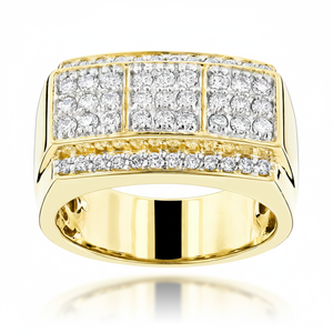 10kt Yellow Gold <b>Mens</b> round Diamond Cluster <b>Ring</b> 0.80TCW Diamond <b>Rings</b> - Product Image 2